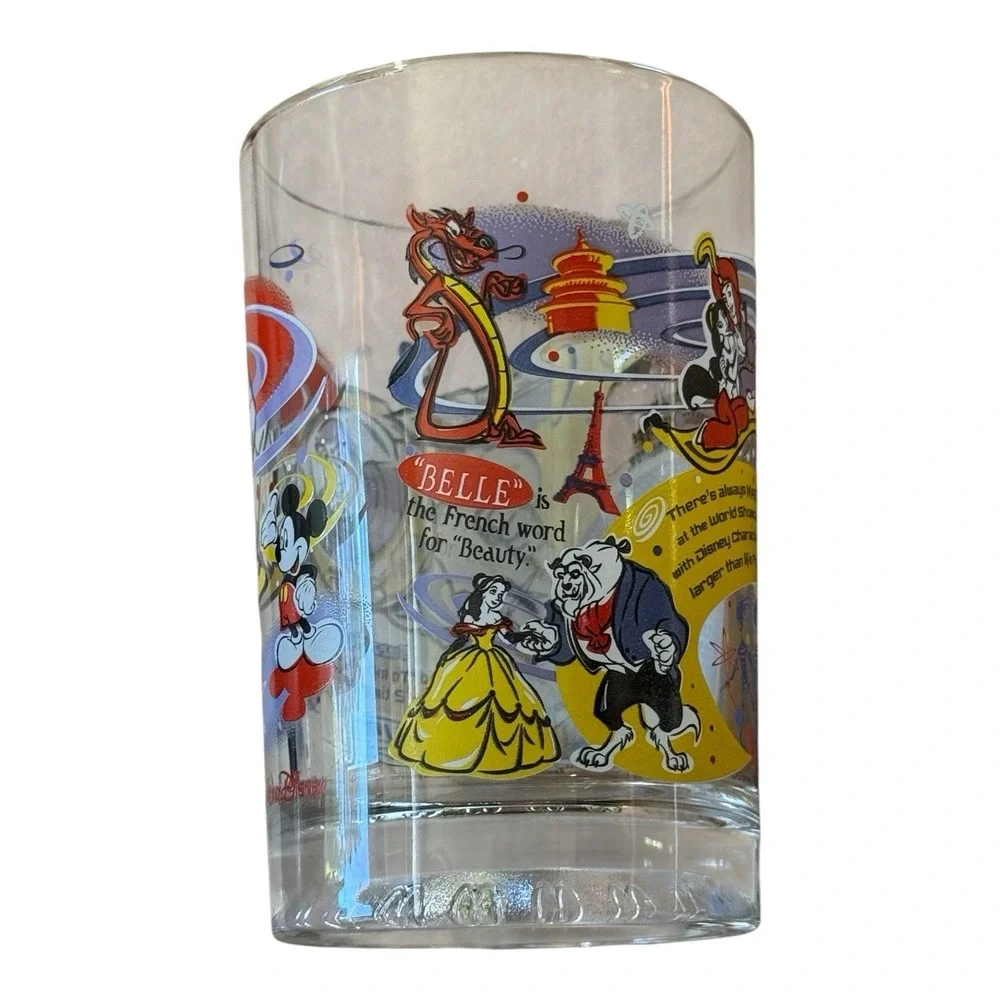McDonald's Disney100 Collectible Glass Tumbler EPCOT Buzz Lightyear Belle Mickey